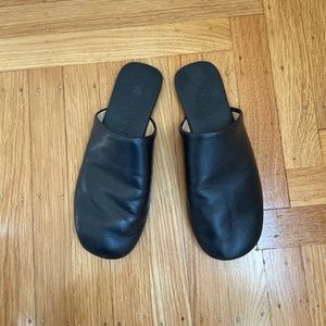 Dear Frances Black Leather Mules / Slides